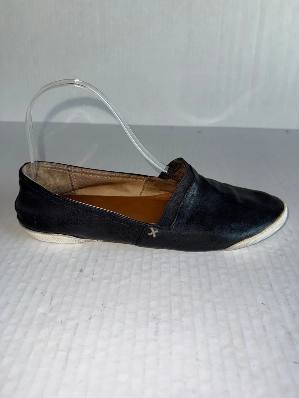 Frye Melanie Black Leather Slip On Loafers
